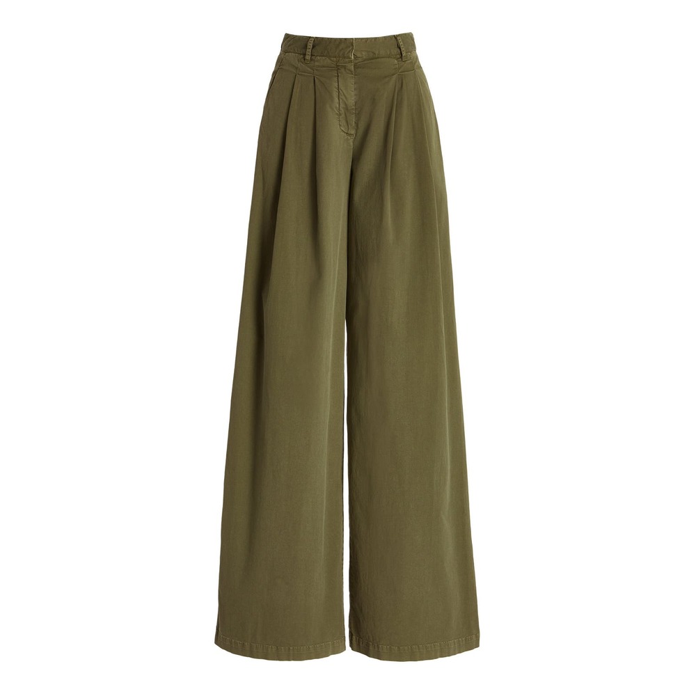 NILI LOTAN Dillon Pant Camo Green Sz 2 High Waist Pleated Wide Leg Cotton Twill